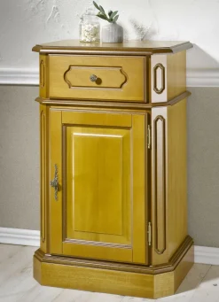 Teilmassive Kommode, 1-türig, mit Metallgriffen