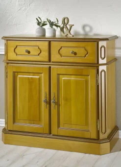 Teilmassive Kommode, 2-türig, mit Metallgriffen