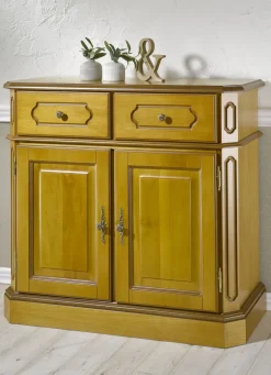 Teilmassive Kommode, 2-türig, mit Metallgriffen