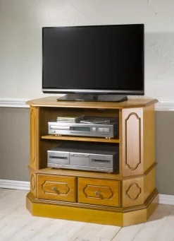 Teilmassive TV-Phono-Kommode mit Metallgriffen