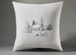 Tischdecke mit romantischem Winterdorf-Dessin