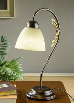 Tischleuchte, 1-flammig, mit Gestell aus Eisen