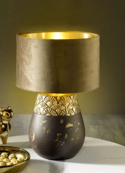 Tischleuchte mit Lampenfuß aus Keramik