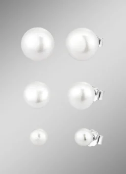 Tolles Ohrstecker-Set mit Süßwasser-Zuchtperlen, 3 Paar