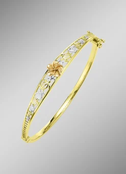 Tricolor Goldarmreif mit Blumendesign