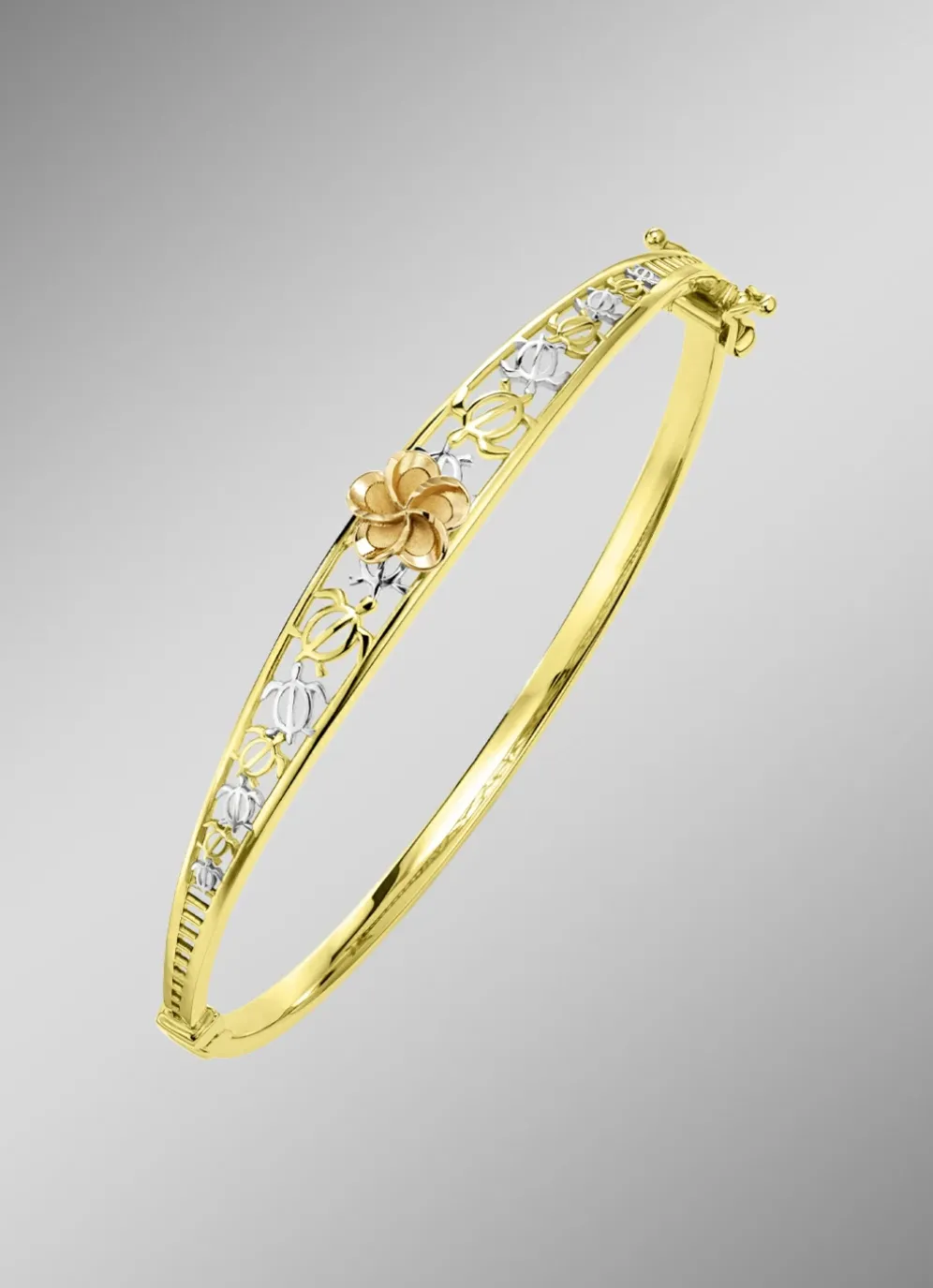 Tricolor Goldarmreif mit Blumendesign