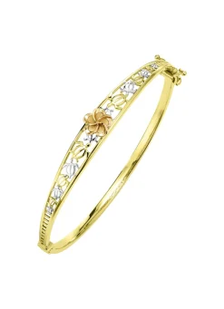 Tricolor Goldarmreif mit Blumendesign