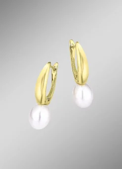 Tropfenförmige Ohrringe mit Süßwasser-Zuchtperlen