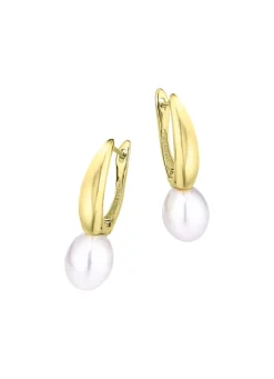 Tropfenförmige Ohrringe mit Süßwasser-Zuchtperlen