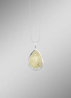 Tropfenförmiger Anhänger mit raffiniertem Bicolor-Design