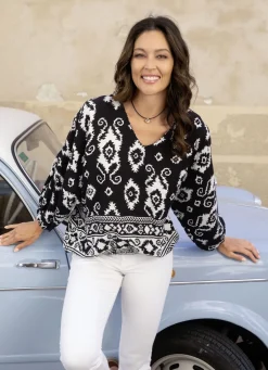 Tunika mit Bordüren-Druck