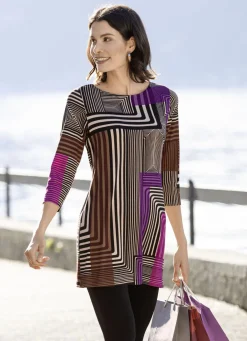 Tunika mit modisch flachem Halsausschnitt