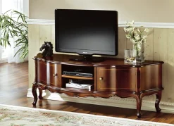 TV-Longboard mit dekorativen Schnitzerei-Verzierungen