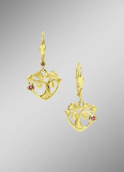 Vergoldete Ohrringe mit Rubin