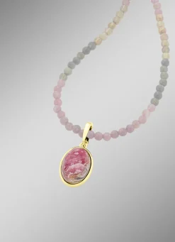 Vergoldeter Anhänger mit Rhodochrosit