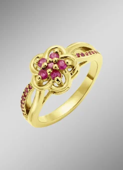 Vergoldeter Damenring mit echt Rubin