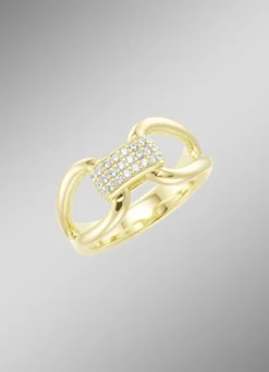 Vergoldeter Damenring mit Zirkonia