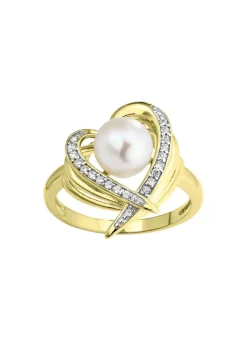 Vergoldeter Damenring mit Süßwasser-Zuchtperle