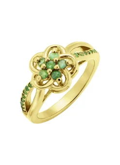 Vergoldeter Damenring mit echt Smaragd