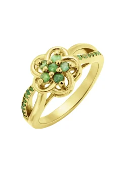 Vergoldeter Damenring mit echt Smaragd