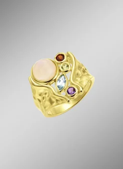 Vergoldeter Damenring mit Edelsteinen