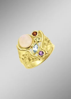 Vergoldeter Damenring mit Edelsteinen