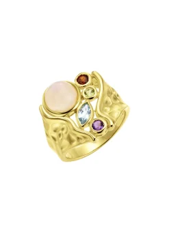 Vergoldeter Damenring mit Edelsteinen