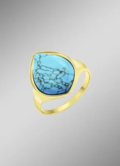 Vergoldeter Damenring mit Türkis
