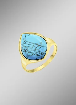 Vergoldeter Damenring mit Türkis