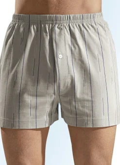Viererpack Boxershorts, mit Eingriff, uni gestreift