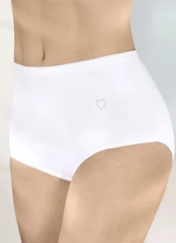 Viererpack Slips mit kleinem Strassherz im Vorderteil