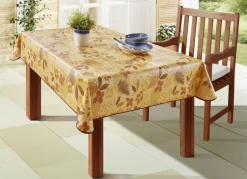 Wachstuch-Tischdecke mit Blätter-Motiv
