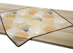 Wachstuch-Tischdecke mit farblich angepasstem Paspelband