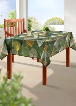 Wachstuch-Tischdecke mit farblich angepasstem Paspelband