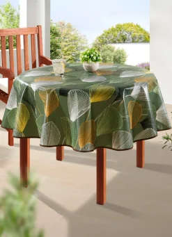 Wachstuch-Tischdecke mit farblich angepasstem Paspelband