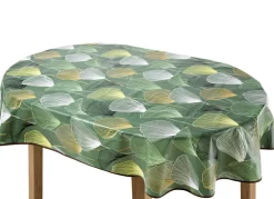 Wachstuch-Tischdecke mit farblich angepasstem Paspelband