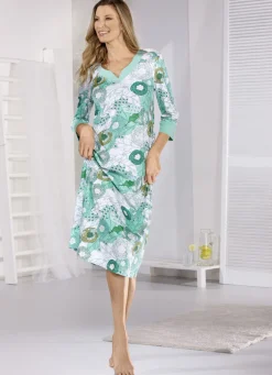 Wadenlanges Laurina Nachthemd mit 3/4 langen Ärmeln