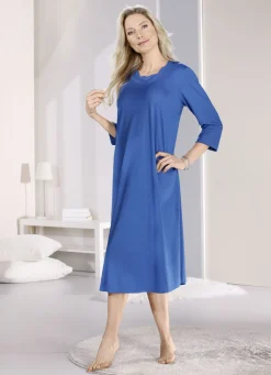 Wadenlanges Nachthemd mit 3/4 langen Ärmeln