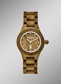 Waidzeit-Damenuhr komplett aus Walnussholz