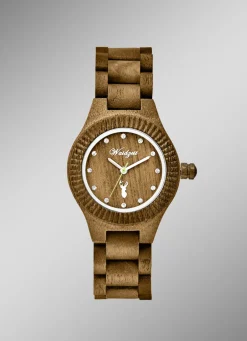 Waidzeit-Damenuhr komplett aus Walnussholz