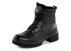 Waldläufer Schnür-Bootie mit effektvollen Glitzer-Steinchen