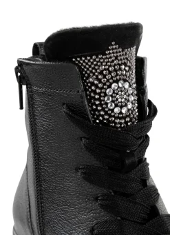 Waldläufer Schnür-Bootie mit effektvollen Glitzer-Steinchen