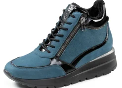 Waldläufer Schnür-Bootie mit Besätzen aus Lackleder