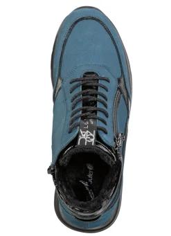 Waldläufer Schnür-Bootie mit Besätzen aus Lackleder