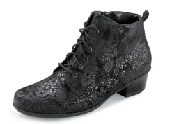 Waldläufer Schnür-Stiefelette mit floraler Prägung