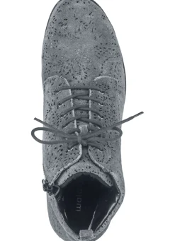 Waldläufer Schnür-Stiefelette mit floraler Prägung