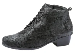 Waldläufer Schnür-Stiefelette mit floraler Prägung