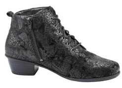 Waldläufer Schnür-Stiefelette mit floraler Prägung