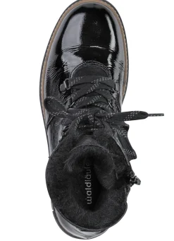 Waldläufer Schnür-Stiefelette mit kuscheligem Kragen aus Lammfell