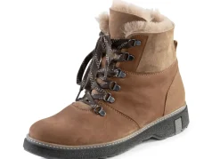 Waldläufer Schnür-Stiefelette mit kuscheligem Kragen aus Lammfell